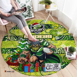 Raiders Rugby Merry Christmas Round Carpet Indigenous Australian Art