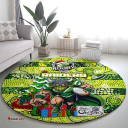 Raiders Rugby Merry Christmas Round Carpet Indigenous Australian Art
