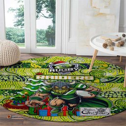 Raiders Rugby Merry Christmas Round Carpet Indigenous Australian Art