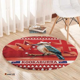 Aussie Kookaburra Round Carpet Merry Christmas Red Style