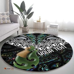 Personalised Maori Manaia Round Carpet New Zealand Tribal Hei Matau Papua Shell