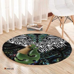 Personalised Maori Manaia Round Carpet New Zealand Tribal Hei Matau Papua Shell