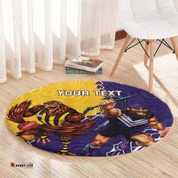 Custom Dockers And Hawks Football Round Carpet Aboriginal Mix Polynesian Pattern
