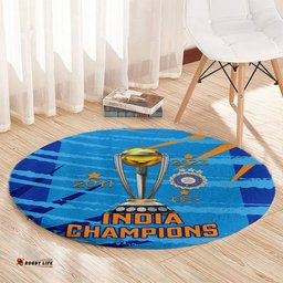 Custom India Cricket Round Carpet 2023 World Cup 3rd Champions Proud