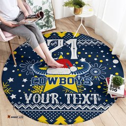 Custom Cowboys Rugby Round Carpet Born Tough Bred Proud Christmas Vibe 2023