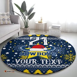 Custom Cowboys Rugby Round Carpet Born Tough Bred Proud Christmas Vibe 2023