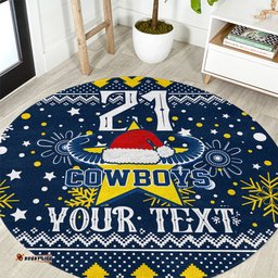 Custom Cowboys Rugby Round Carpet Born Tough Bred Proud Christmas Vibe 2023