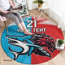 Custom Sharks Dragons Rugby Round Carpet With Sporty Style