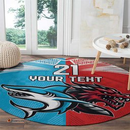 Custom Sharks Dragons Rugby Round Carpet With Sporty Style