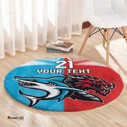 Custom Sharks Dragons Rugby Round Carpet With Sporty Style