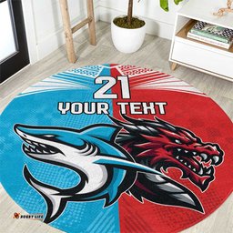 Custom Sharks Dragons Rugby Round Carpet With Sporty Style