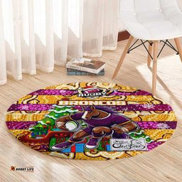 Broncos Rugby Merry Christmas Round Carpet Indigenous Australian Art
