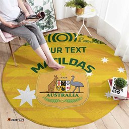 Custom Australia Matildas Round Carpet National Color Indigenous Art