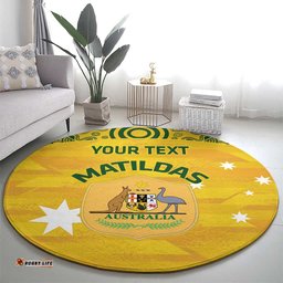 Custom Australia Matildas Round Carpet National Color Indigenous Art