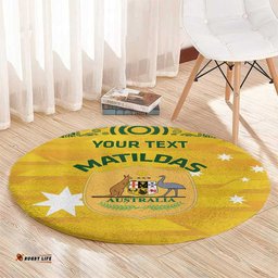 Custom Australia Matildas Round Carpet National Color Indigenous Art