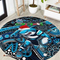 Merry Christmas Sharks Round Carpet Aboriginal Santa Rugby Mascot Cronulla Sutherland