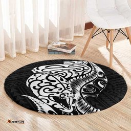 New Zealand Eel Round Carpet Tuna Aotearoa Maori Patten Black