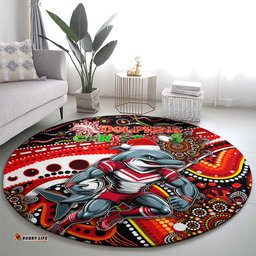 Merry Christmas Dolphins Round Carpet Aboriginal Santa Rugby Mascot Redcliffe