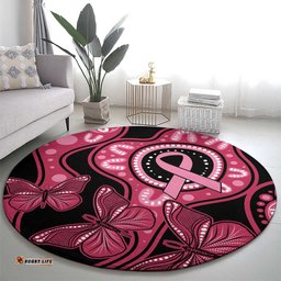 Australia Indigenous Round Carpet Breast Cancer Black Aboriginal Butterfly
