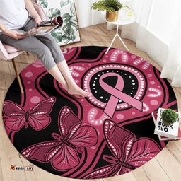 Australia Indigenous Round Carpet Breast Cancer Black Aboriginal Butterfly