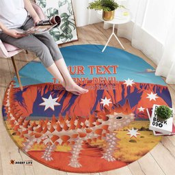 Personalised Australia Thorny Devil Round Carpet Nature's Armored Knights Aussie Uluru