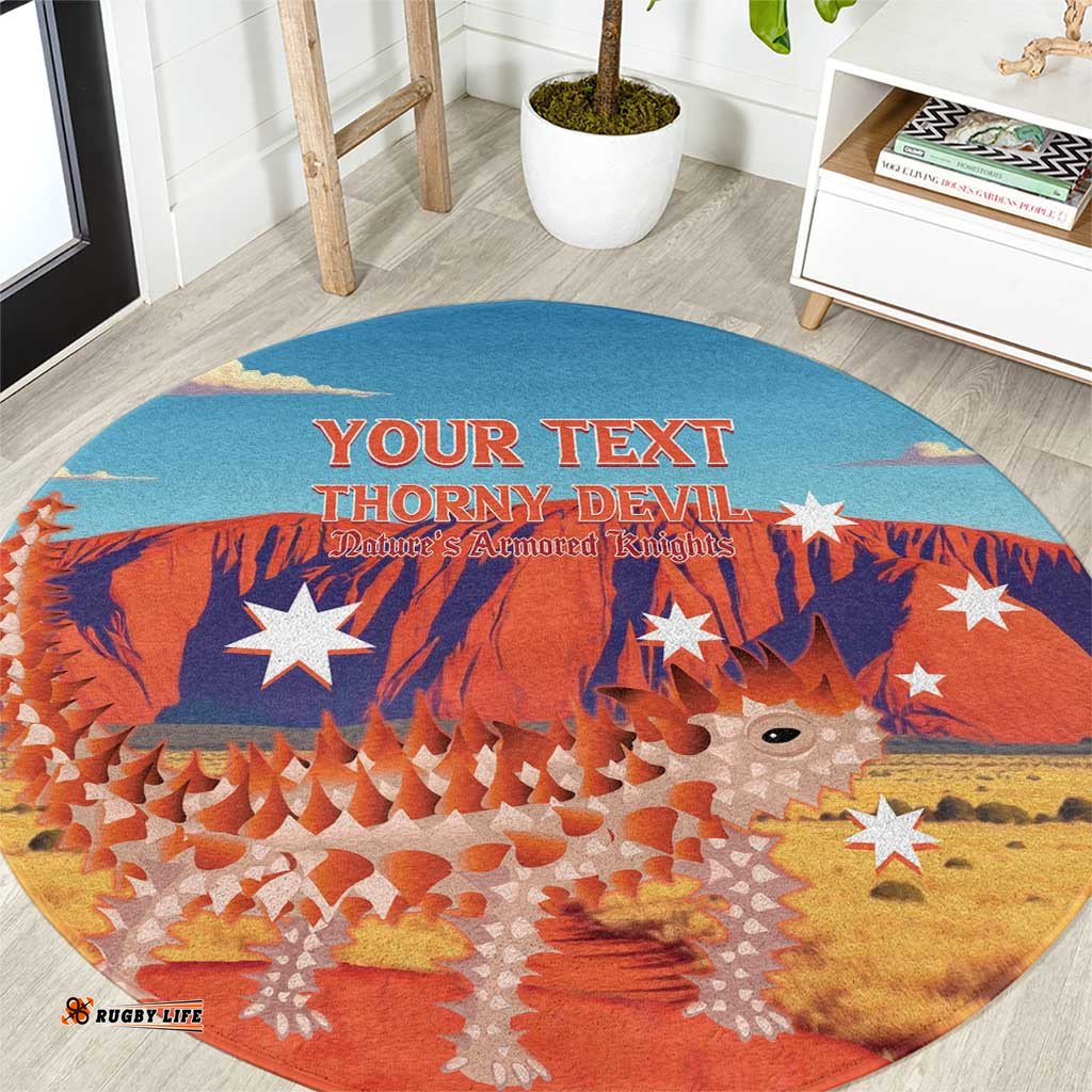 Personalised Australia Thorny Devil Round Carpet Nature's Armored Knights Aussie Uluru