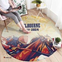 Melbourne Horse Racing Round Carpet Yellow Rose Champion
