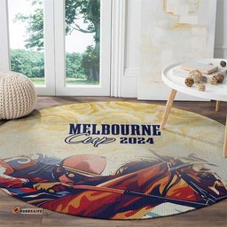 Melbourne Horse Racing Round Carpet Yellow Rose Champion