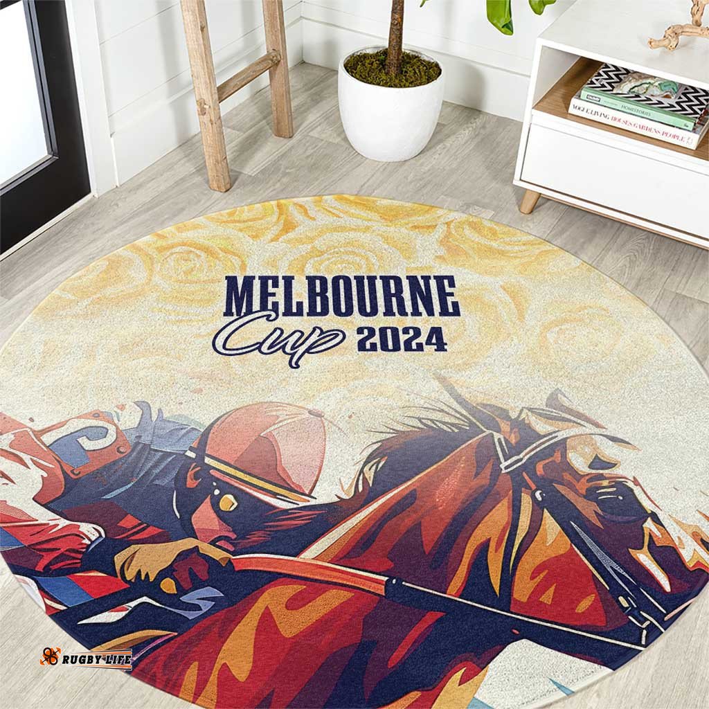 Melbourne Horse Racing Round Carpet Yellow Rose Champion