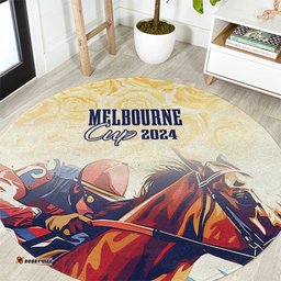 Melbourne Horse Racing Round Carpet Yellow Rose Champion