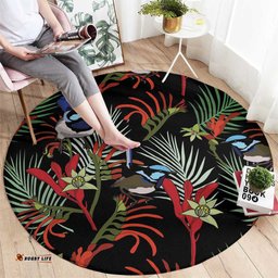 Australia Kangaroo Paw And Splendid Fairy wren Round Carpet Sameless Style