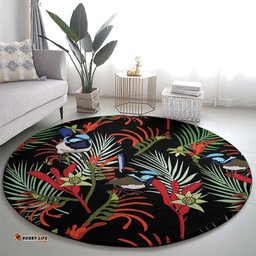 Australia Kangaroo Paw And Splendid Fairy wren Round Carpet Sameless Style