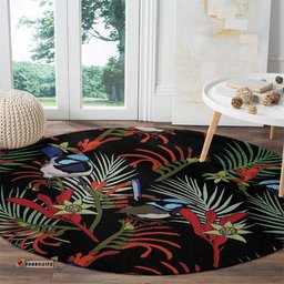 Australia Kangaroo Paw And Splendid Fairy wren Round Carpet Sameless Style