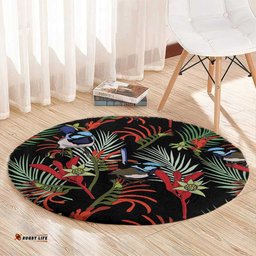 Australia Kangaroo Paw And Splendid Fairy wren Round Carpet Sameless Style