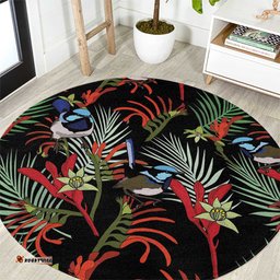 Australia Kangaroo Paw And Splendid Fairy wren Round Carpet Sameless Style