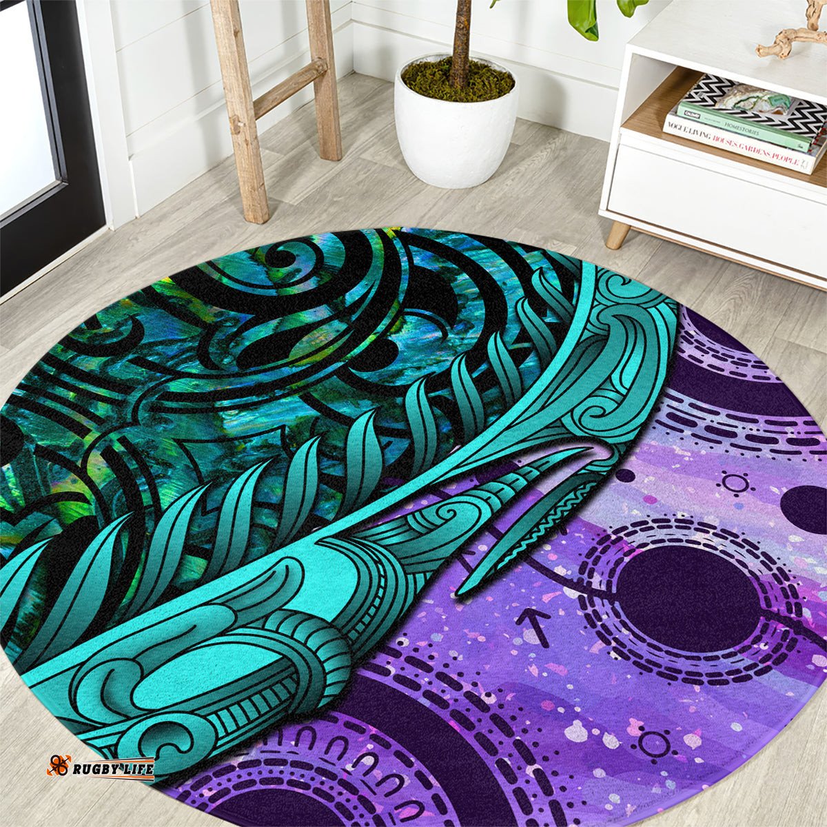 New Zealand Paua Shell With Australia Opal Unique Combine Round Carpet