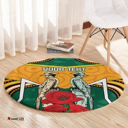 Australia Wallabies Rugby ANZAC Custom Round Carpet Poppy Soldier With Aboriginal Dots Art