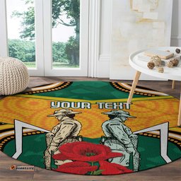 Australia Wallabies Rugby ANZAC Custom Round Carpet Poppy Soldier With Aboriginal Dots Art