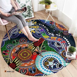 Custom NAIDOC Week 2024 Carlton Blues Round Carpet Australia Aboriginal Dot Painting
