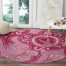 Australia Indigenous Round Carpet Breast Cancer Pink Aboriginal Butterfly