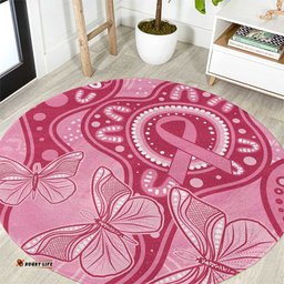 Australia Indigenous Round Carpet Breast Cancer Pink Aboriginal Butterfly