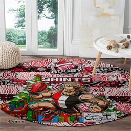 Saints Football Merry Christmas Round Carpet Indigenous Australian Art