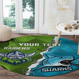 Personalised Sharks And Raiders Rugby Round Carpet Sporty Style
