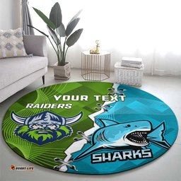 Personalised Sharks And Raiders Rugby Round Carpet Sporty Style