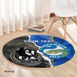 Custom Magpies Football And Eels Rugby Round Carpet Dynamic Style