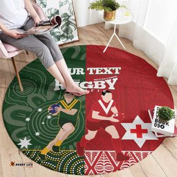 Custom Mate Maa Tonga And Kangaroo Australia Round Carpet Tongan Kupesi Mix Aboriginal Art