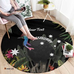 Personalised Australia Cassowary Round Carpet Dinosaur Bird Rainforest Vibes