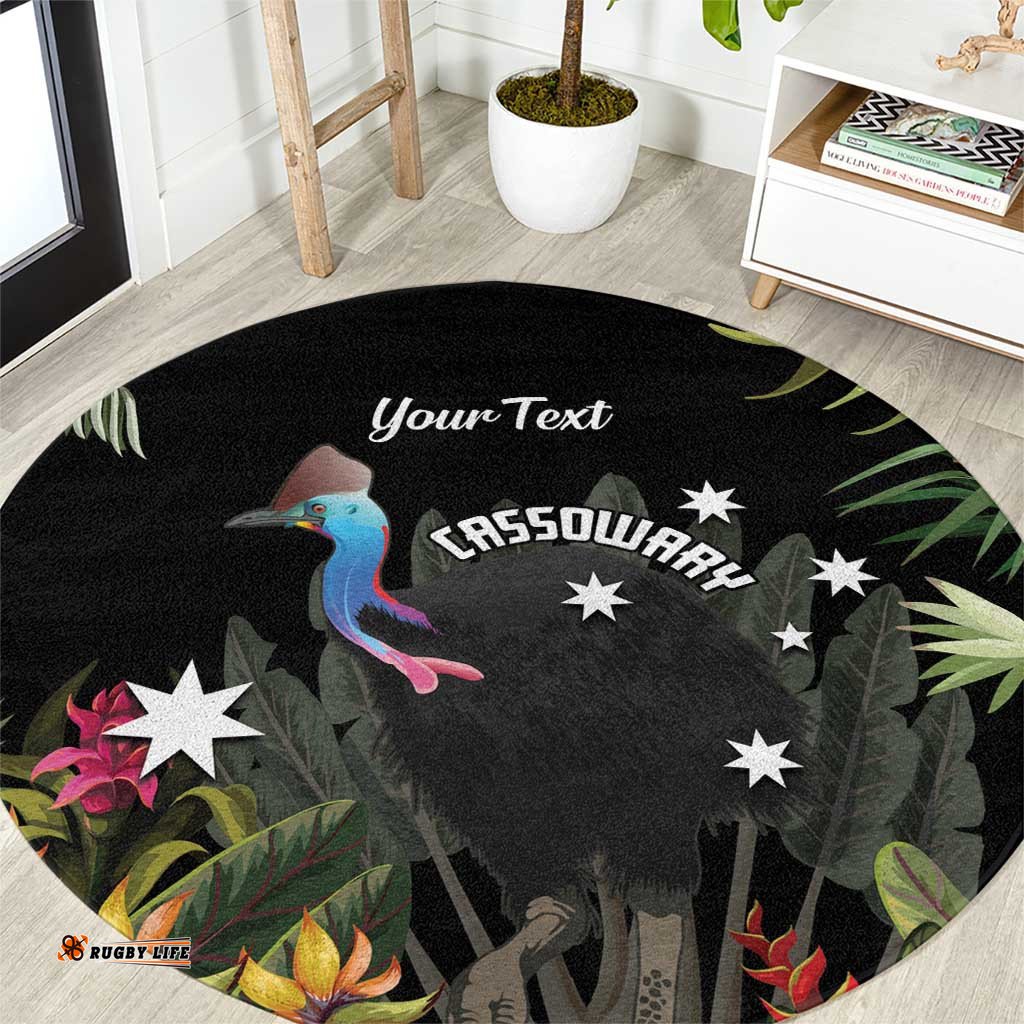 Personalised Australia Cassowary Round Carpet Dinosaur Bird Rainforest Vibes