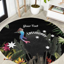 Personalised Australia Cassowary Round Carpet Dinosaur Bird Rainforest Vibes