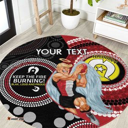 Custom AFL St Kilda NAIDOC Week Round Carpet Keep The Fire Burning Indigenous Art